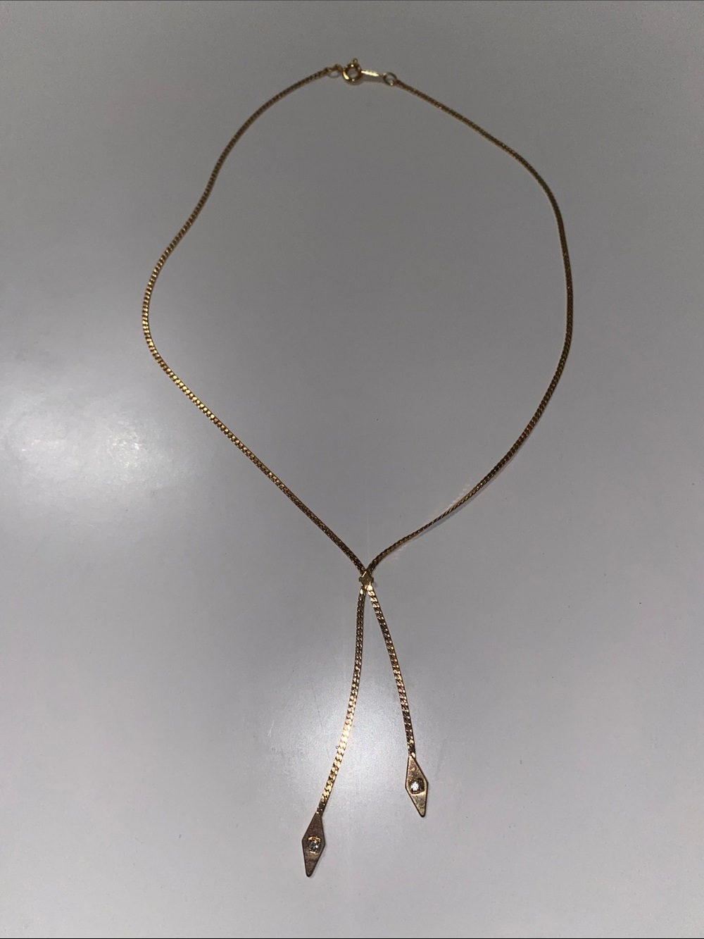 Avon Gold-Tone Lariat Necklace with Crystal Accents
